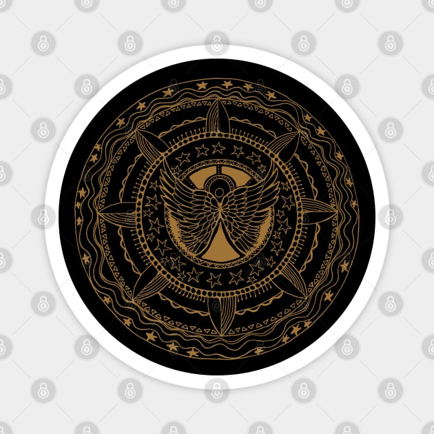 Angel Wings Gold Mandala Magnet by Heartsake